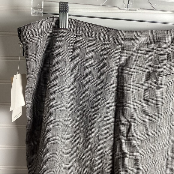 Rafaella NWT 100% Pure Linen Gray & Black Plaids High Rise Wide Leg Pants Size16 - Picture 4 of 11